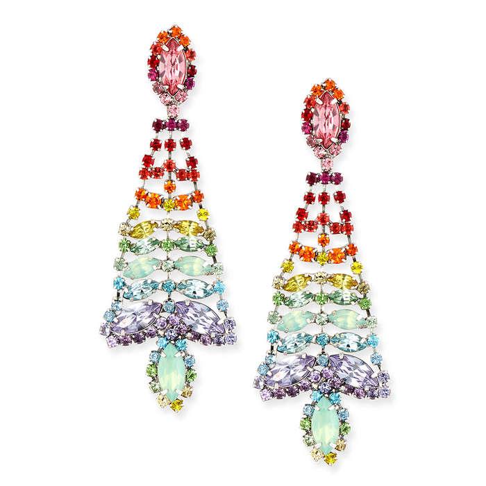 Dannijo Lala Rainbow Crystal Statement Chandelier Earrings