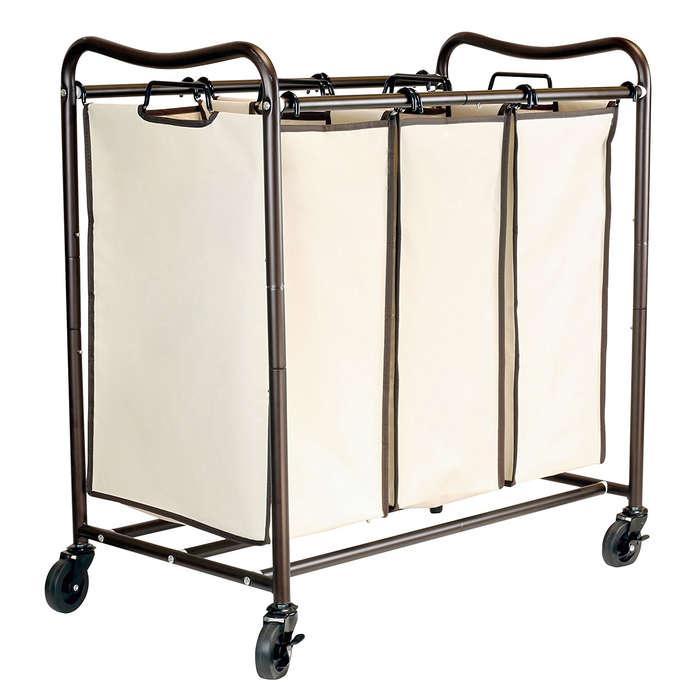 DecoBros Heavy-Duty 3-Bag Laundry Sorter Cart