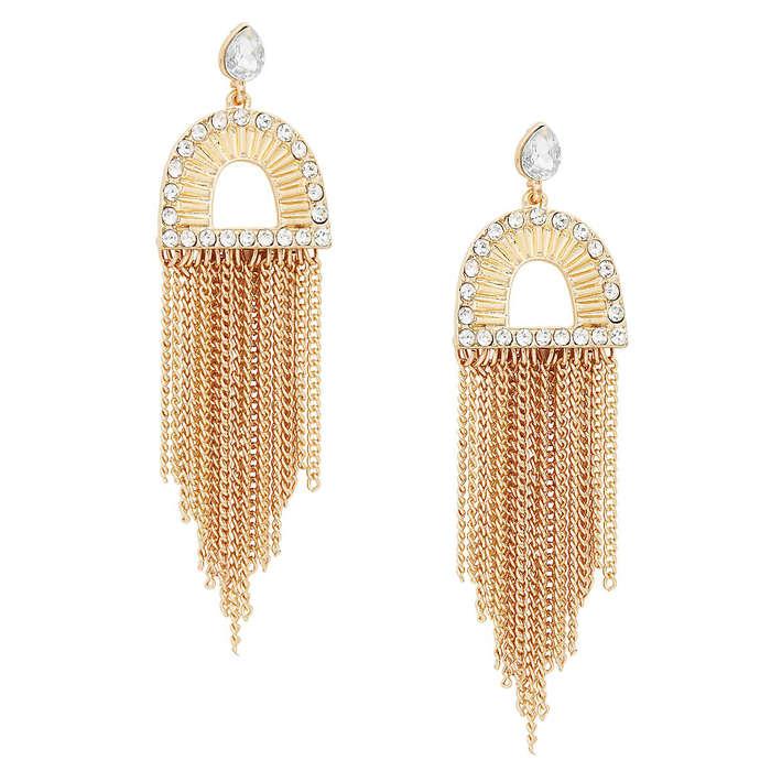 Design Lab Rhinestone Embellished Chain Drop Earrings