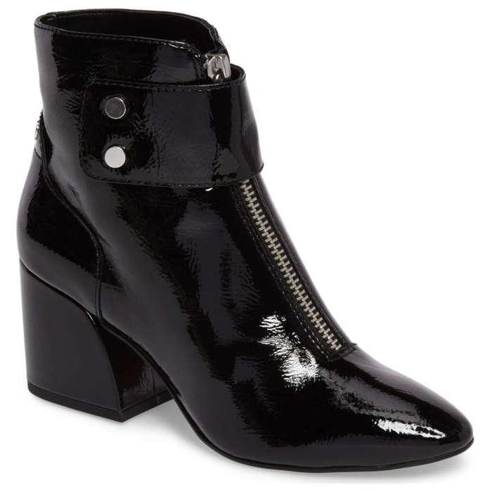 Dolce Vita Women's Varra Patent Leather Zip Block Heel Booties
