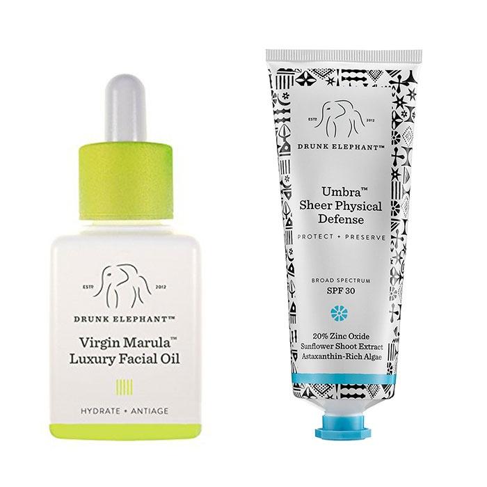 Drunk Elephant Umbra Sheer Physical Defense SPF 30 & Virgin Marula Luxury Facial Oil