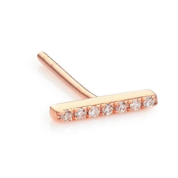 EF Collection Diamond & 14K Rose Gold Single Bar Stud Earring
