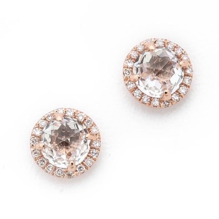 EF Collection Diamond White Topaz Stud Earrings