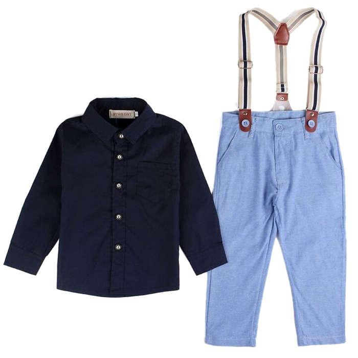 EGELEXY Baby Boy Long Sleeve T-Shirt Suspender Straps and Pants Clothing Set