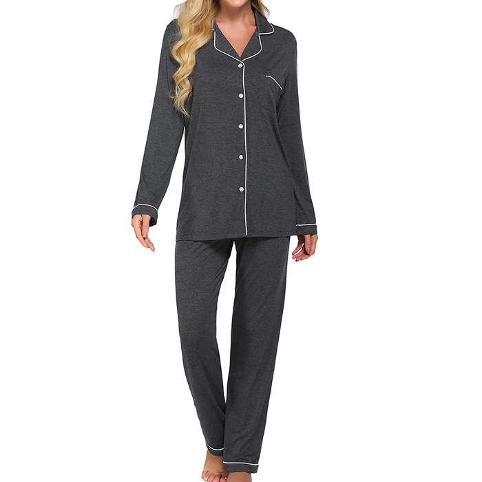 Ekouaer Pajamas Long Sleeve Sleepwear PJ Set