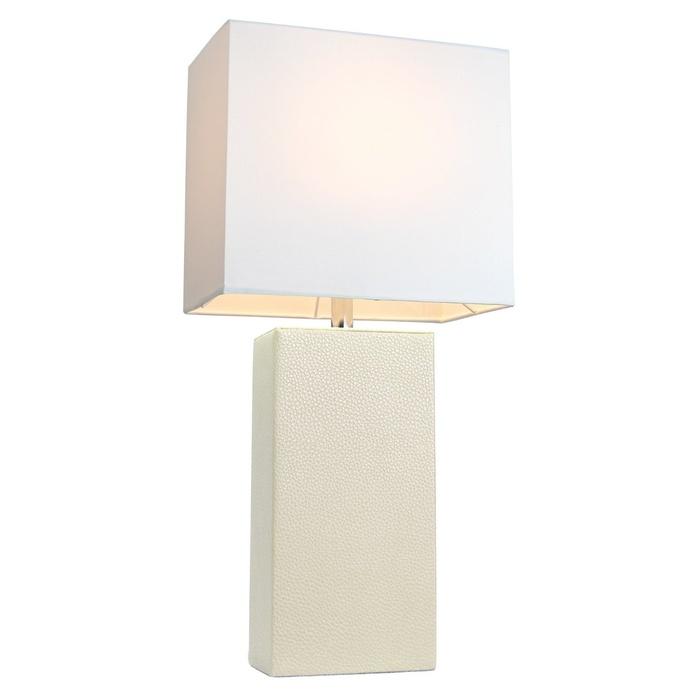 Elegant Designs Modern Genuine Leather Table Lamp