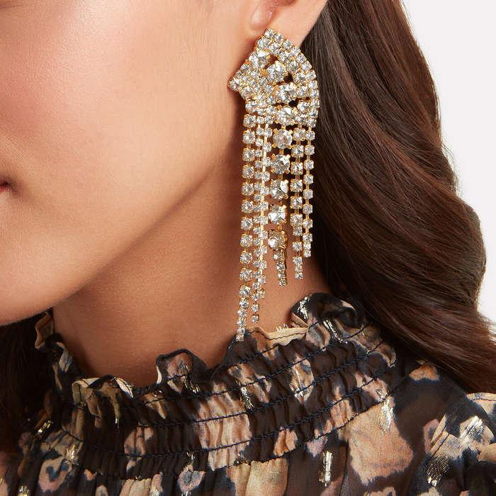 Elizabeth Cole Fringed Crystal Earrings