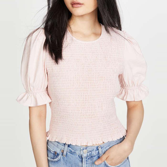English Factory Smocked Puff Sleeve Top
