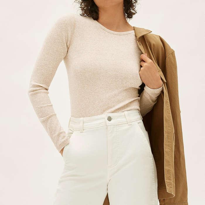 Everlane The Pima Micro Rib Long-Sleeve Crew