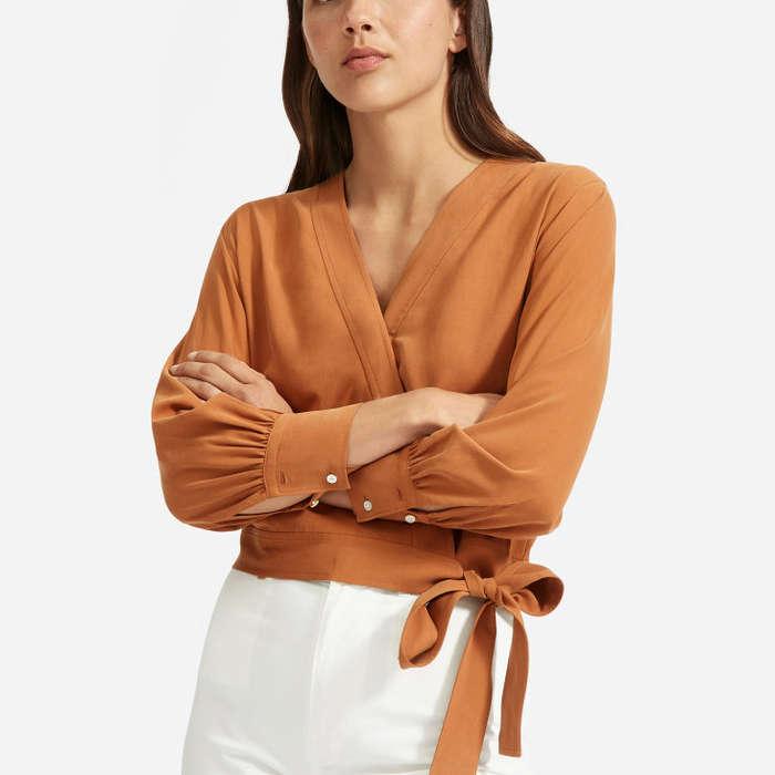 Everlane The Washable Silk Wrap Top