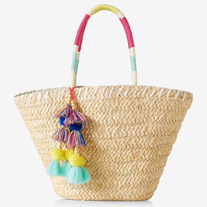 Express Color Block Straw Tote
