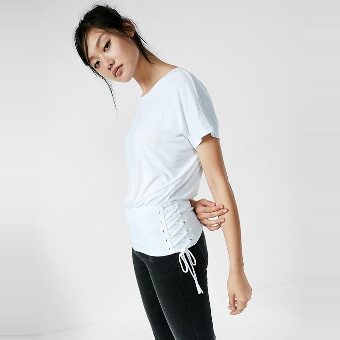 Express Lace-Up Corset Dolman Tee