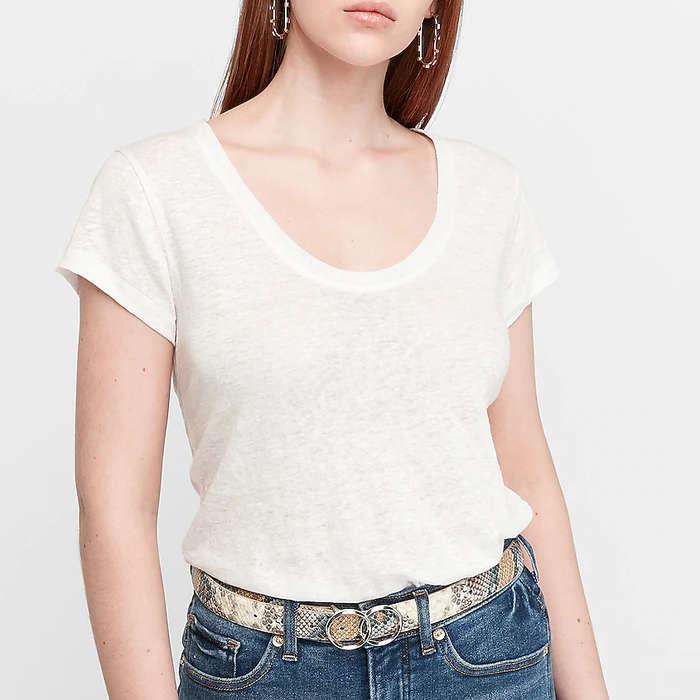 Express Scoop Neck Linen Tee