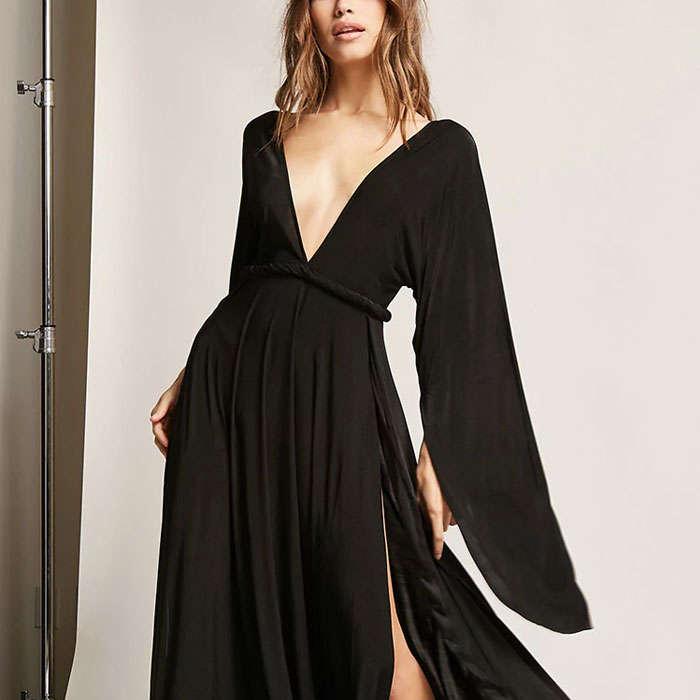 Forever 21 Plunging Cape-Sleeve Gown