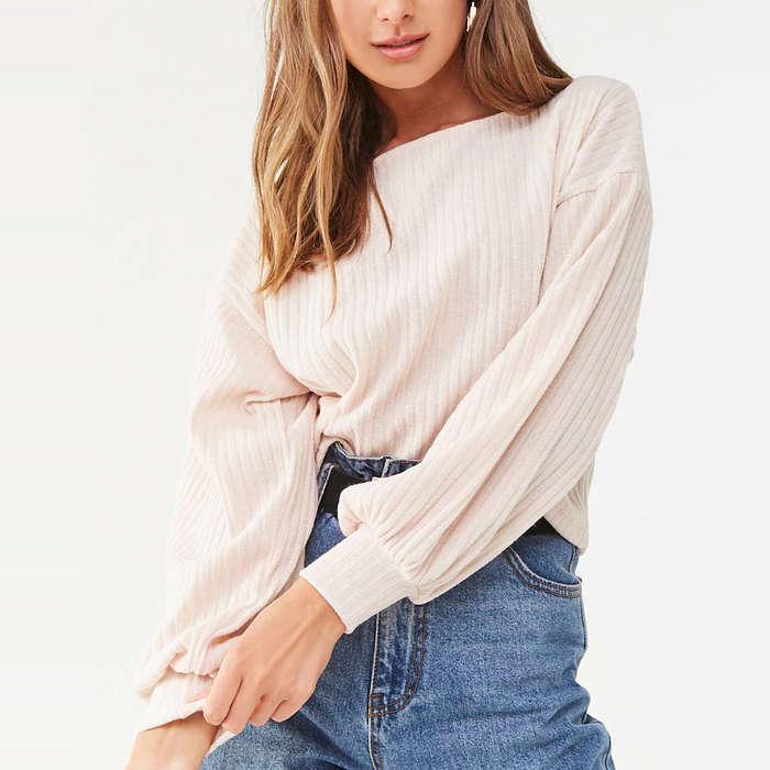 Forever 21 Ribbed Dolman-Sleeve Top