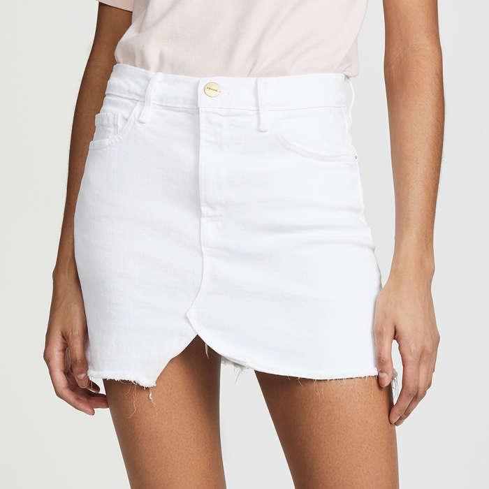 Frame Le Slit Front Miniskirt In Blanc