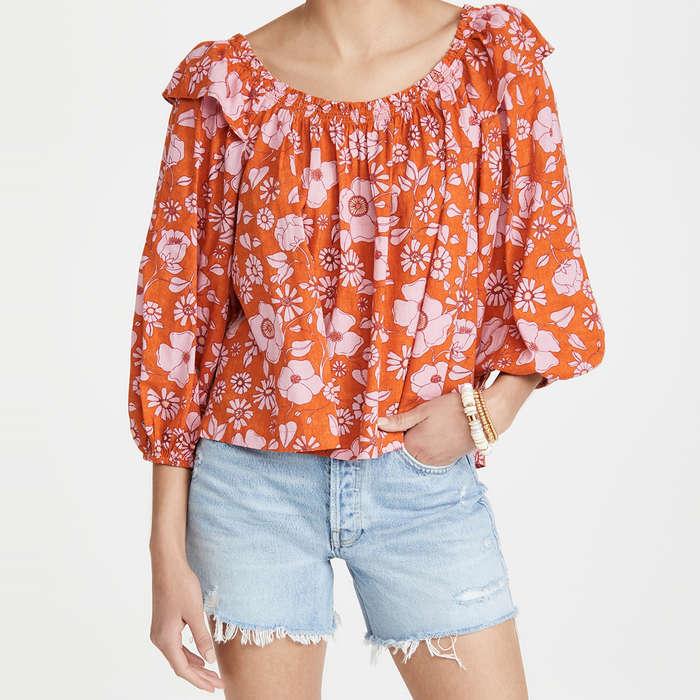 Free People Miss Daisy Printed Top