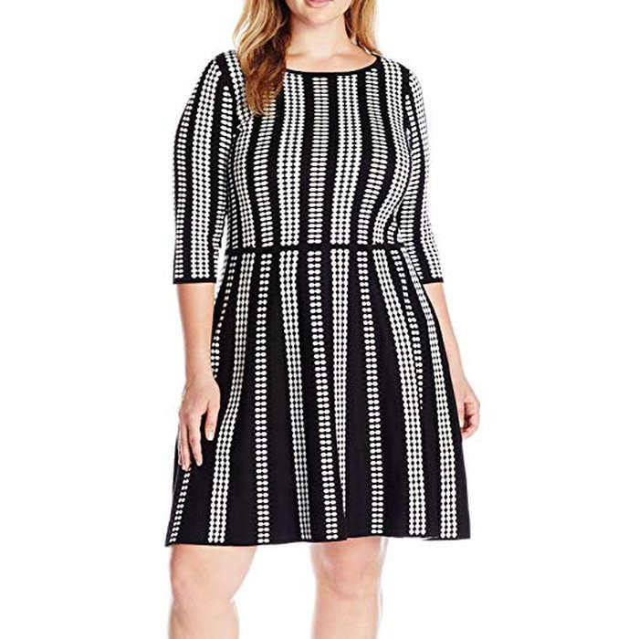 Gabby Skye Women's Plus-Size Fit and Flare Sweater Dress