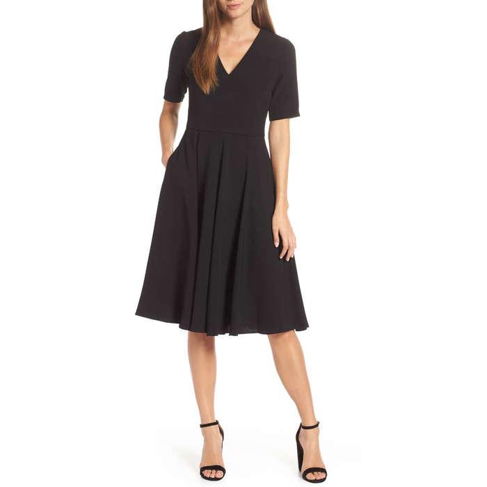 Gal Meets Glam Collection Edith City Crepe Fit & Flare Midi Dress