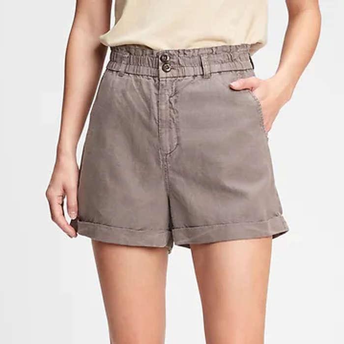 Gap High Rise Paperbag Shorts With Washwell