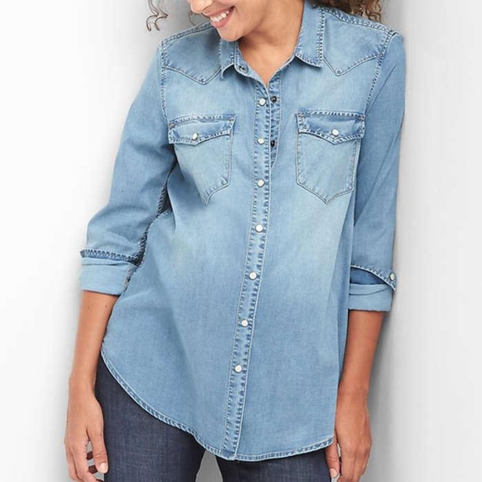 Gap Maternity TENCEL Denim Western Shirt