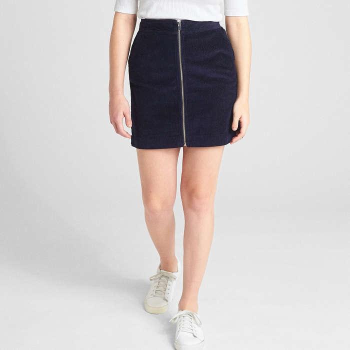 Gap Zip-Front Cord Mini Skirt