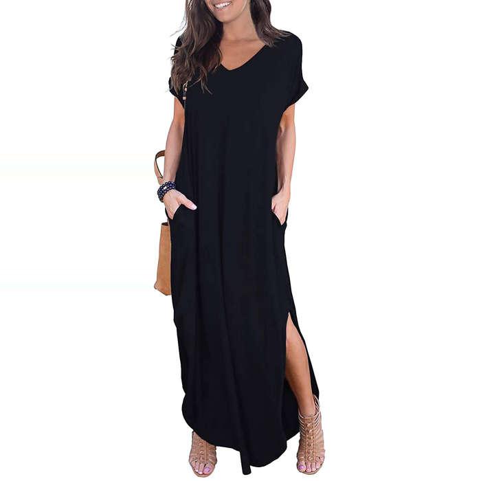 Grecerelle Short Sleeve Split Maxi Dress