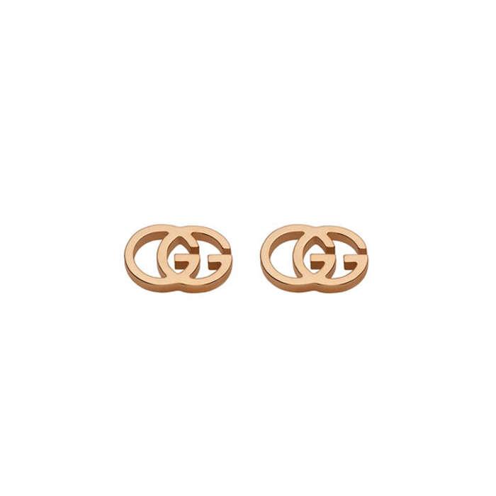 Gucci 18K Pink Gold Running G Stud Earrings