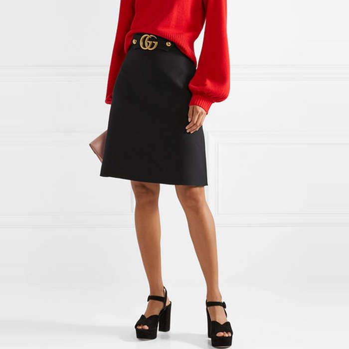 Gucci Embellished Wool and Silk-Blend Skirt