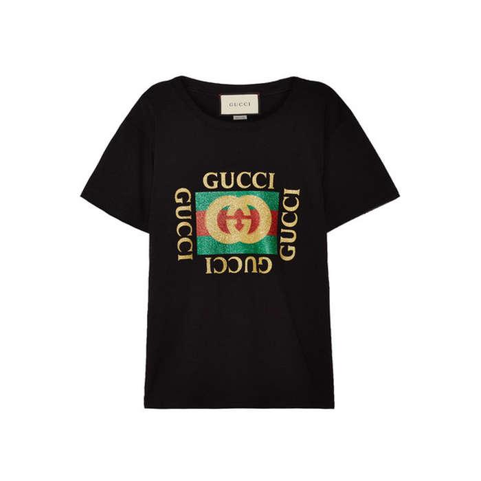 Gucci Glittered Printed Cotton Jersey T-shirt