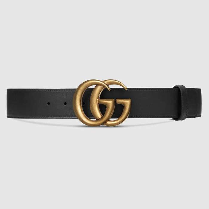 Gucci Wide Leather Belt With Double G Buckle