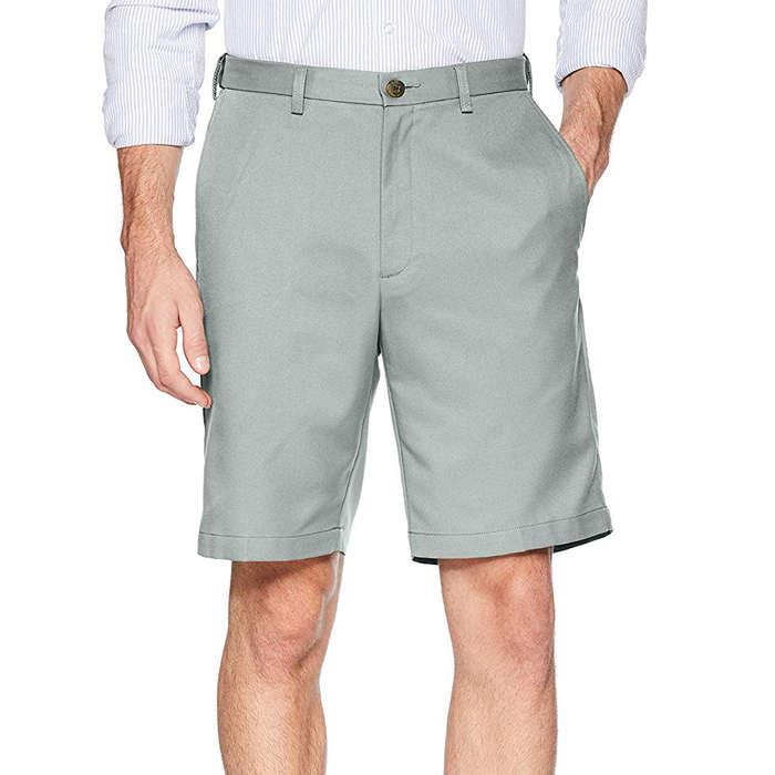 Haggar Cool 18 Gabardine Hidden Expandable-Waist Plain-Front Short