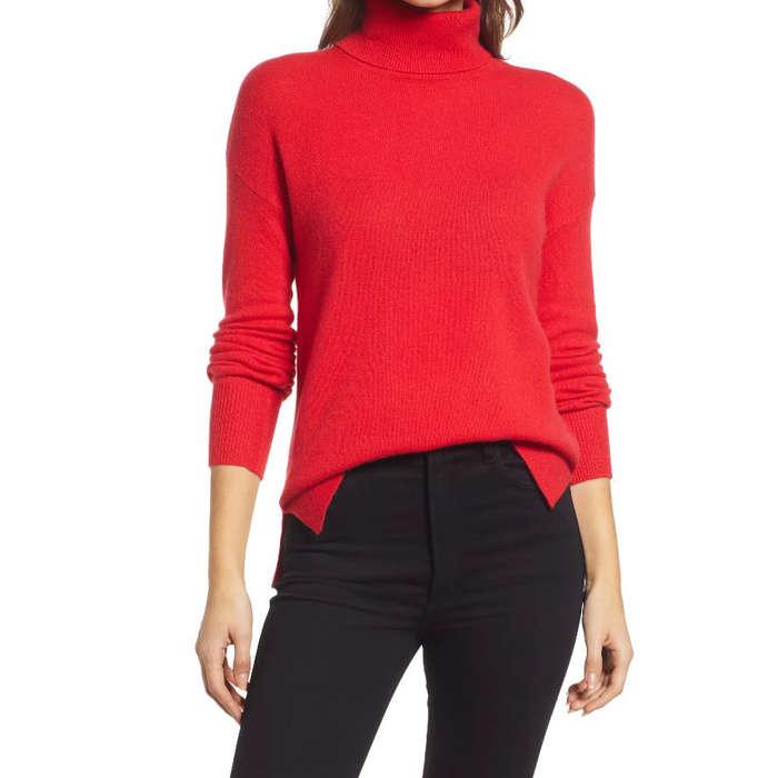 Halogen Cashmere Turtleneck Sweater