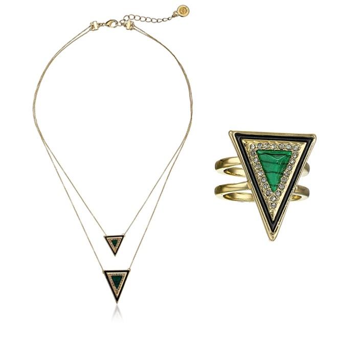 House of Harlow 1960 Teepee Triangle Necklace and Ring