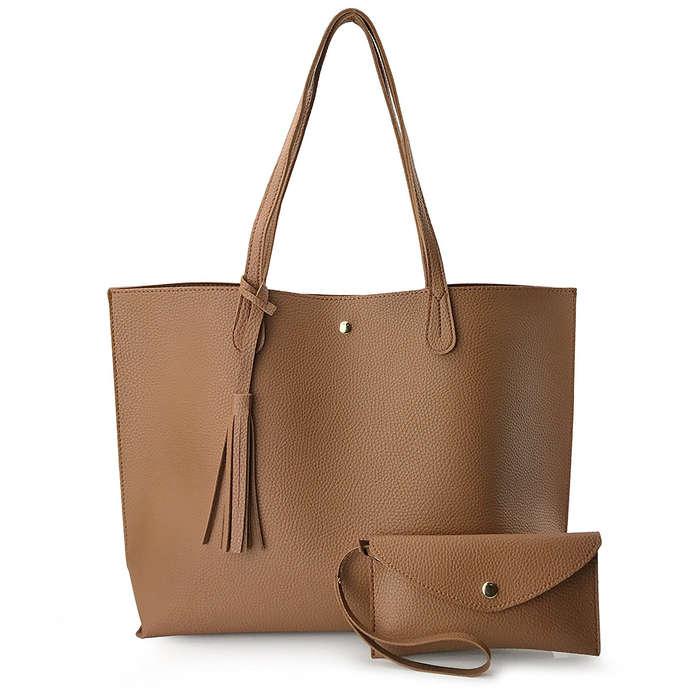 Hoxis Minimalist Faux Leather Tote
