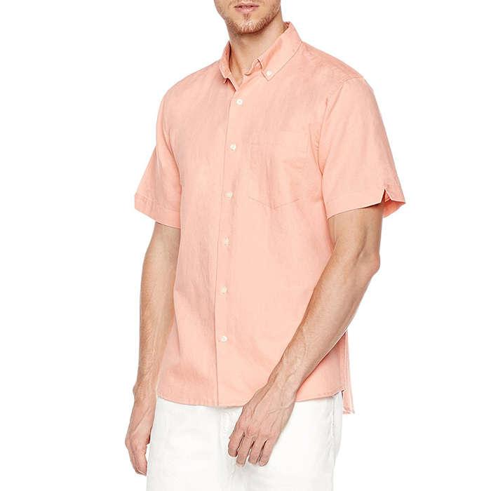Isle Bay Linens Standard Fit Short Sleeve Linen Cotton Shirt