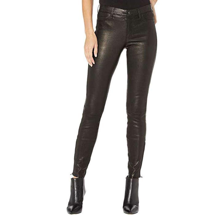 J Brand Mid-Rise Leather Ankle Skinny Pants