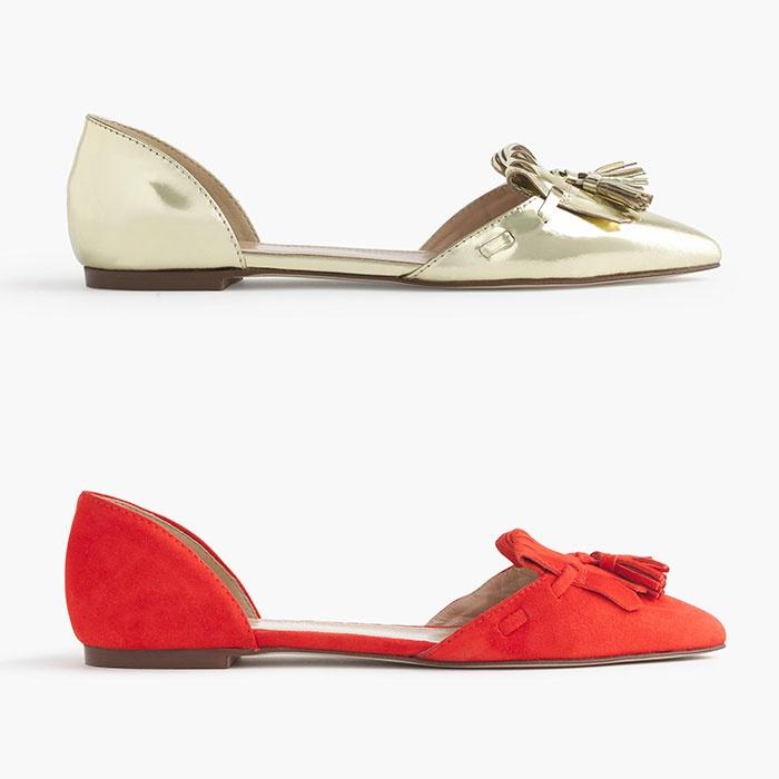 J. Crew Mirror Metallic & Suede d'Orsay Loafer Flats