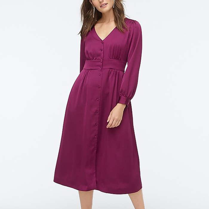 J.Crew Button-Front A-line Midi Dress