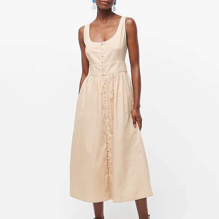 J.Crew Button-front cotton poplin dress