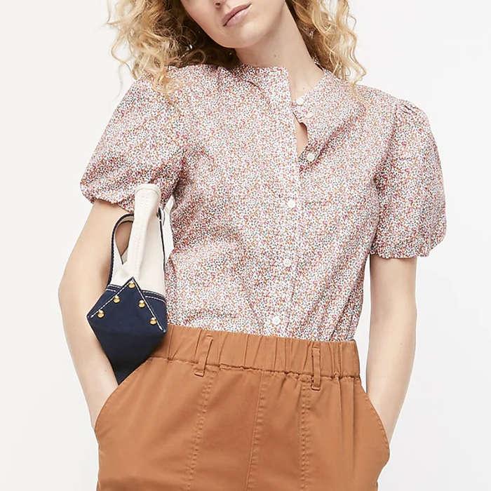 J.Crew Classic-Fit Short Puff-Sleeve Top In Liberty Eloise Floral