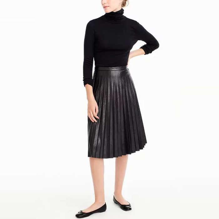 J.Crew Faux-Leather Pleated Skirt
