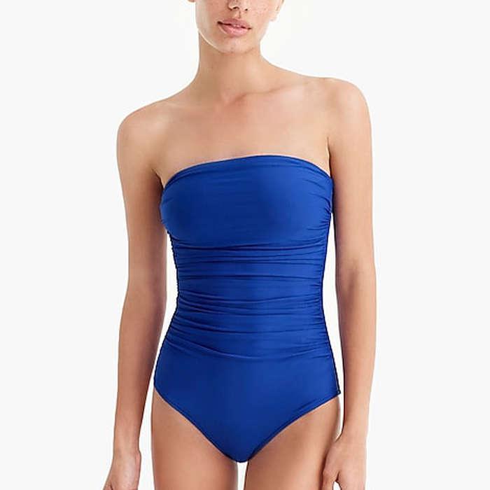 J.Crew Ruched Bandeau One-Piece Swimsuit