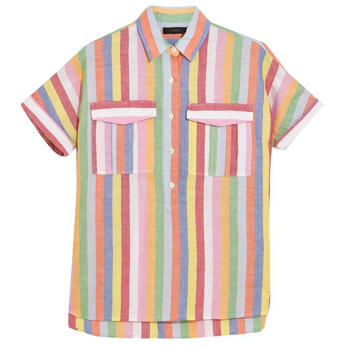 J.Crew Short-Sleeve Popover Shirt In Candy Stripe