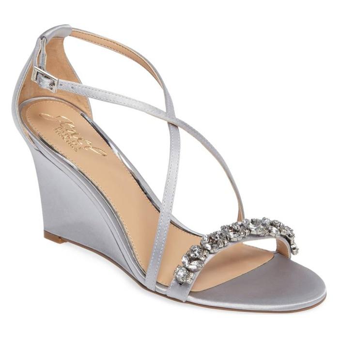 Jewel Badgley Mischka Embellished Strappy Wedge Sandal