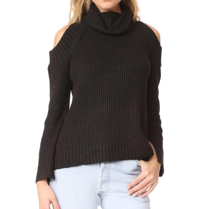 J.O.A. Cold Shoulder Turtleneck Sweater