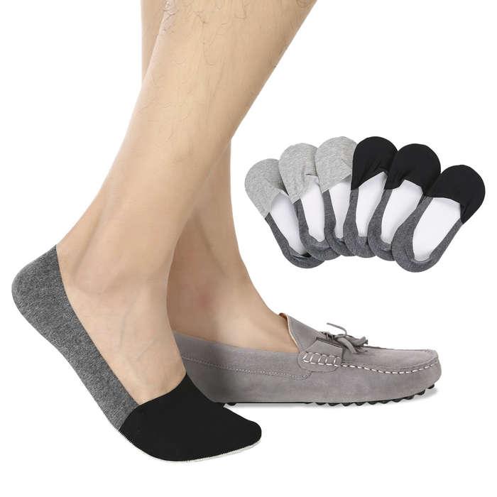 Joulli Mens No Show Socks Non-Slip Grips Casual Low Cut Boat Sock 6 Pack