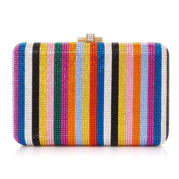 Judith Leiber Couture Candy Stripes Slim Clutch Bag