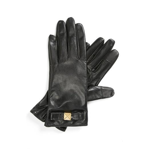 Kate Spade New York 'pyramid bow' leather tech gloves