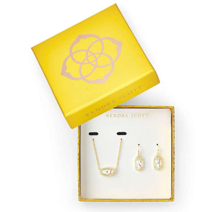Kendra Scott Elisa Necklace & Lee Earring Gold Gift Se
